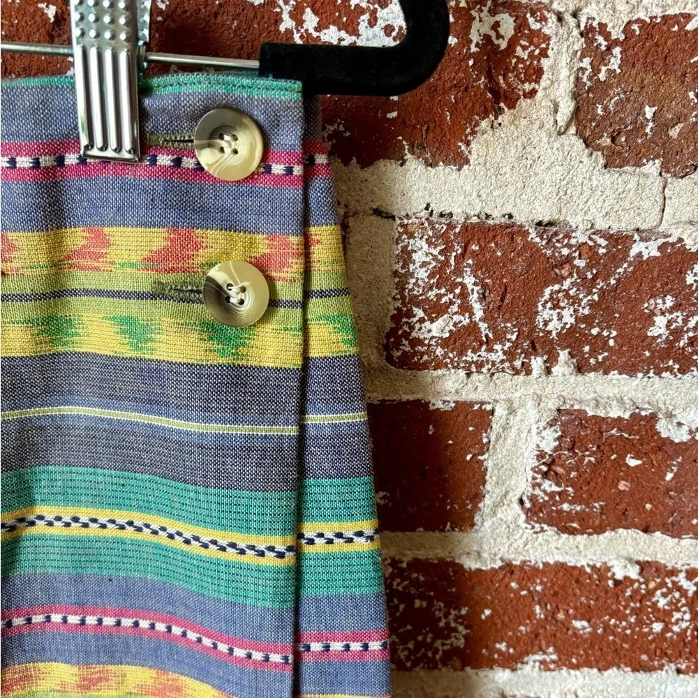 Vintage Jigsaw patterned multi color wrap mini skirt